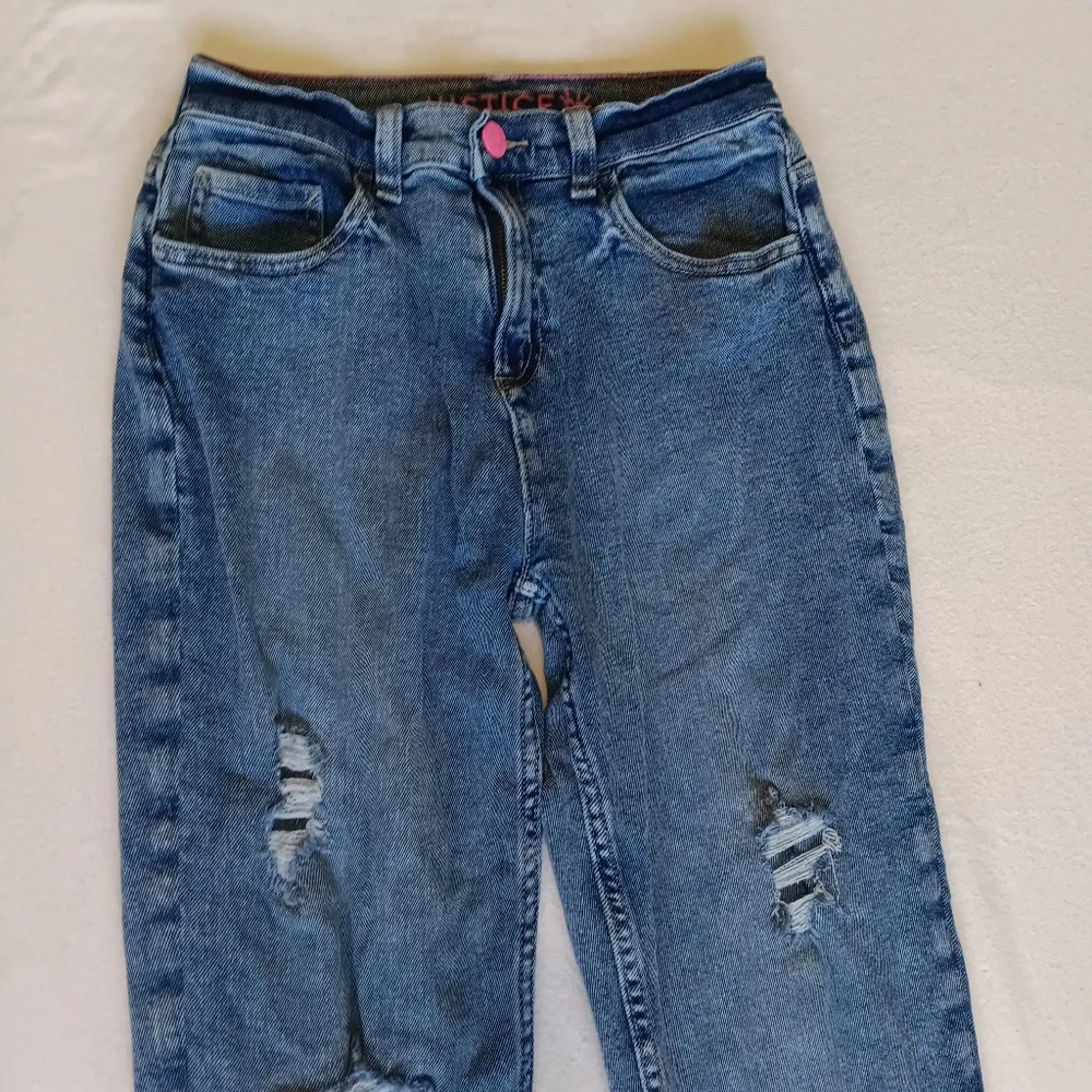 Justice Jr Sz18 Blue, White, and Pink Ombre Wide Legged Jeans